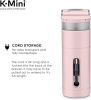 Single Serve K-Cup Pod Coffee Maker, 6 to 12oz Brew size, with Cord Storage,Dusty Rose - Portable