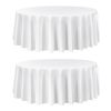 White Round Tablecloths 2 Pack, 120 Inches in Diameter, Stain- & Wrinkle- Resistant, Machine Washable Table Clothes, Polyester Fabric Table Covers