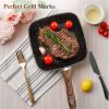 Nonstick Frying Pan Skillet Set, 3 Piece Square Grill Pans with Stay Cool Handle & PFOA Free, Compatible with All Stovetops(9.5" 10" 11") - Black