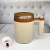 Fully Automatic Stirring Cup 380ml, Portable Rechargeable Coffee Milk Mixed Magnetic Water Cup, Small Kitchen Appliances - Brown