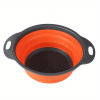 1pc Silicone Folding Drain Basket Fruit Vegetable Washing Basket Foldable Strainer Colander Collapsible Drainer Kitchen Storage Tool - Green2 -