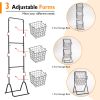 3-Tier Fruit Basket Stand with Adjustable Heights - Black