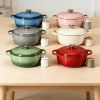 6 Quart Enamel Cast Iron Dutch Oven with Moisture-Sealing Lid for Bread Baking Braising And Slow Cooking, Dual Handles, Oven Safe - red
