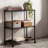 3-Tier Shelving Storage Shelves,Steel Organizer Wire Rack with Wheels,Adjustable Storage Units,23" W x 13" D x 30" H,Black - 1 Pack
