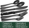 24-Piece Silverware Set with Steak Knives Steel Tableware Cutlery Set - BLACK
