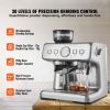 Espresso Machine with Grinder, 15 Bar Semi-Automatic Espresso Coffee Maker with Milk Frother Steam Wand, Removable Water Tank & Pressure Gauge for