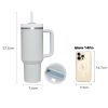 30OZ Straw Coffee Insulation Cup With Handle Portable Car Stainless Steel Water Bottle LargeCapacity Travel BPA Free Thermal Mug - 1PC - 30oz Light