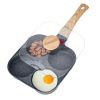 Egg Pan, 4-Cup Nonstick Egg Frying Pan, Aluminum Breakfast Omelette Skillet for Pancakes, Hamburgers, Sandwiches, with Lid, Oil Brush, Scraper,