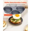 Egg Pan, 4-Cup Nonstick Egg Frying Pan, Aluminum Breakfast Omelette Skillet for Pancakes, Hamburgers, Sandwiches, with Lid, Oil Brush, Scraper,