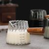 1 Pcs 180ml Mini Coffee Cup, Glass Milk Cup, Italian Coffee Cup With Wooden Handle, Coffee Measuring Cup - transparent