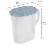 4 Pack 1 Gallon Pitcher, Clear Plastic, Flip-top Spout, Light Blue - 4 Pack