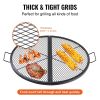 X-Marks Fire Pit Grill Grate, Foldable Round Cooking Grate, Heavy Duty Steel Campfire BBQ Grill Grid with Handle and Support X Wire, Portable