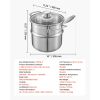 2.5 QT Saucepan with Steamer, Stainless Steel Saucepan with Glass Lid, Multipurpose Nonstick Stainless Steel Sauce Pot with Ergonomic Handle,