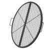 X-Marks Fire Pit Grill Grate, Foldable Round Cooking Grate, Heavy Duty Steel Campfire BBQ Grill Grid with Handle and Support X Wire, Portable