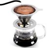 Pour Over Coffee Dripper With Stand Stainless Steel Reusable Drip Cone Coffee Filter Portable Pour-Over Coffee Maker Paperless Metal Fine Mesh