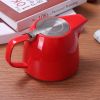 Large Porcelain Teapot Red 900ml (3-4 cups) Stainless Steel Lid and Extra-Fine Infuser Stylish Teapot to Brew Loose Leaf Tea - red