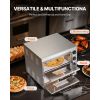 Commercial Pizza Oven Countertop, 16-Inch Double Deck Layers, Stainless Steel Electric Pizza Oven with Stone and Handle, Multipurpose Indoor Pizza