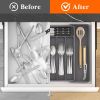 Silverware Drawer Organizer, Expandable Utensil Tray for Kitchen, BPA Free Flatware and Cutlery Holder, Adjustable Plastic Storage for Spoons Forks