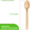 Disposable Wooden Cutlery Spoons, Compostable and Earth Friendly, 6.25 Inch Length - Pack of 100 Spoons - Natural