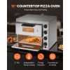 Commercial Pizza Oven Countertop, 16-Inch Double Deck Layers, Stainless Steel Electric Pizza Oven with Stone and Handle, Multipurpose Indoor Pizza
