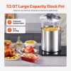 Stainless Steel Stockpot, 53 Quart Large Cooking Pots, Cookware Sauce Pot with Lid, and Handle, Heavy Duty Commercial Grade Stock Pot, Sanding