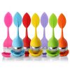 1pc/7pcs Tea Infuser Silicone Handle Stainless Steel Strainer Drip Tray Included - Loose Tea Steeper - 1 Pack Yellow