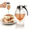 1pc Honey Dispenser, No Drip Maple Syrup Dispenser, Honey Comb Shaped Honey Pot, Honey Jar With Storage Stand, 8oz Capacity - Transparent