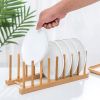 1pc Bamboo Dish Plate Bowl Drainer Storage, Cup Book Pot Lid Cutting Board Drying Rack, Stand Drainer Storage Holder Organizer Kitchen Cabinet,