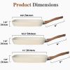 Nonstick Frying Pan Skillet Set, 3 Piece Square Grill Pans with Stay Cool Handle & PFOA Free, Compatible with All Stovetops(9.5" 10" 11") - Beige