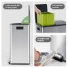 Trash Can with Lid - Large 60 Liter Stainless Steel Trash Can, Dual Compartment Plastic Inner Bucket (2 x 8 Gallon), Sealed Trash Can - silver