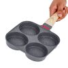 Egg Pan, 4-Cup Nonstick Egg Frying Pan, Aluminum Breakfast Omelette Skillet for Pancakes, Hamburgers, Sandwiches, with Lid, Oil Brush, Scraper,
