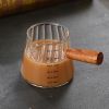 1 Pcs 180ml Mini Coffee Cup, Glass Milk Cup, Italian Coffee Cup With Wooden Handle, Coffee Measuring Cup - transparent