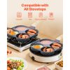 Egg Pan, 4-Cup Nonstick Egg Frying Pan, Aluminum Breakfast Omelette Skillet for Pancakes, Hamburgers, Sandwiches, with Lid, Oil Brush, Scraper,
