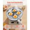 Egg Poacher Pan, 4-Cup Poached Egg Maker, Stainless Steel Poaching Pan and Frying Skillet, with 4 Nonstick Detachable Large Cups, Lid, and Silicone