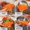 Kitchen Snap N Strain Pot Strainer and Pasta Strainer - Adjustable Silicone Clip On Strainer for Pots, Pans, and Bowls - orange