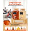 Beverage Dispenser, 2 Pack 1 Gallon Drink Dispensers for Parties, Glass Juice Dispenser with Wood Stand, Stainless Steel Spigot, Infuser, Iced Tea