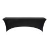 6 Pack Table Cloth for 8FT Rectangular Fitted Events, Wrinkle-Resistant Stretch Black Table Covers, Washable Spandex Tablecloth Protector, for