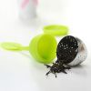 1pc/7pcs Tea Infuser Silicone Handle Stainless Steel Strainer Drip Tray Included - Loose Tea Steeper - 1 Pack Yellow