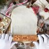 1pc Embossing Rolling Pin Christmas Pattern Xmas Wooden 3D Engraved Nativity With Jesus 9 Different Pattern Design For Baking Cookies - Christmas
