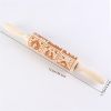1pc Embossing Rolling Pin Christmas Pattern Xmas Wooden 3D Engraved Nativity With Jesus 9 Different Pattern Design For Baking Cookies - Christmas