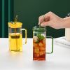 1 Pcs Green Glass Straw Cup, 6 Colors Square Glass Cup With Straw And Lid, High Borosilicate Glass Cup, Milk Cup, Juice Cup, Cold Drink Cup, Coffee