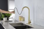 Kitchen Faucet with Pull Down Sprayer, High Arc Single Handle Kitchen Sink Faucet with Deck Plate, Commercial Modern Stainless Steel Kitchen