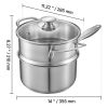 2.5 QT Saucepan with Steamer, Stainless Steel Saucepan with Glass Lid, Multipurpose Nonstick Stainless Steel Sauce Pot with Ergonomic Handle,