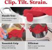 Kitchen Snap N Strain Pot Strainer and Pasta Strainer - Adjustable Silicone Clip On Strainer for Pots, Pans, and Bowls - red