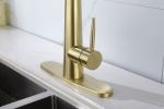 Kitchen Faucet with Pull Down Sprayer, High Arc Single Handle Kitchen Sink Faucet with Deck Plate, Commercial Modern Stainless Steel Kitchen