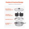 Egg Poacher Pan, 4-Cup Poached Egg Maker, Stainless Steel Poaching Pan and Frying Skillet, with 4 Nonstick Detachable Large Cups, Lid, and Silicone