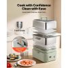 Electric Food Steamer 13.7 QT 2-Tier Stainless Steel for 3-6 Servings, 1500W Vegetable & Meal Steamer for Cooking with 9 Pre-Programmed Settings,