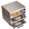 Commercial Pizza Oven Countertop, 16-Inch Double Deck Layers, Stainless Steel Electric Pizza Oven with Stone and Handle, Multipurpose Indoor Pizza