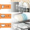 Detachable 2 Tier Dish Drying Rack with Drainboard, Rustproof Metal Dish Rack for Kitchen Countertop, Large Capacity Organizer for Plates Bowls