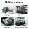 Detachable 2 Tier Dish Drying Rack with Drainboard, Rustproof Metal Dish Rack for Kitchen Countertop, Large Capacity Organizer for Plates Bowls